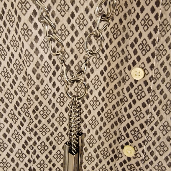 Banana Republic Sheer Button-Up Shirt + Necklace - Picture 5 of 5